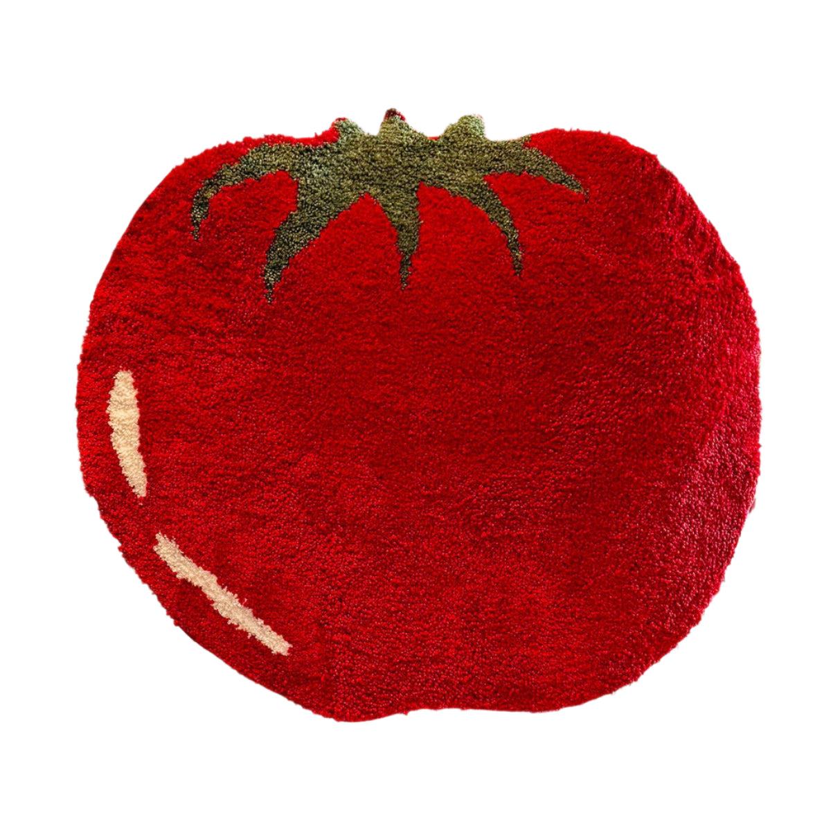 Tomato shaped rug with slip resistant backing